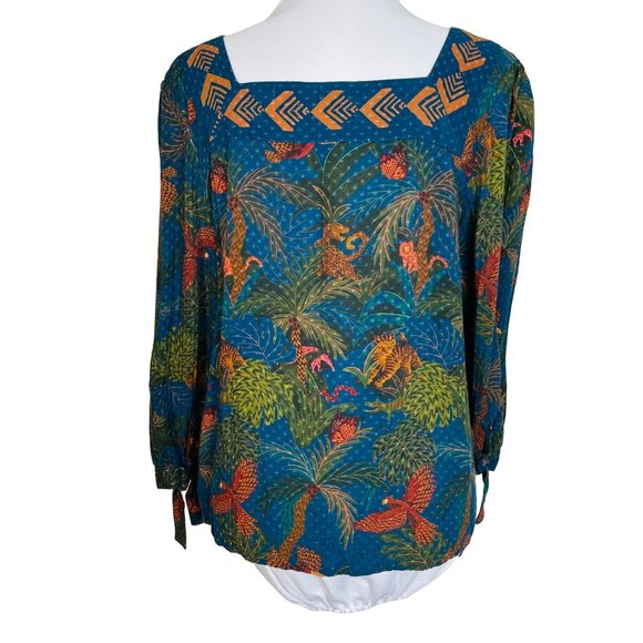 Farm Rio Blue Bianca Blouse Tropical Size Small - Picture 4 of 11